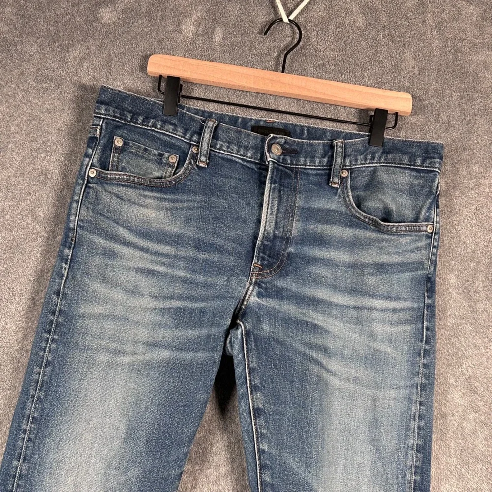Uniqlo Jeans Japanese Selvedge Denim Kaihara Slim Straight Low Rise Men 35x27